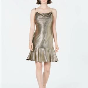 NWT  NW Nightway Silver Flounce Dress Size 8